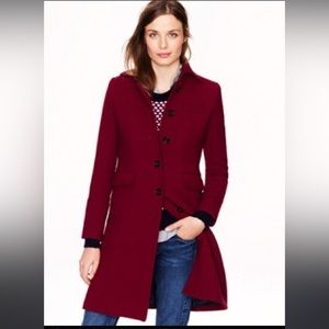 Classic J. Crew Lady Day Coat in Burgundy Double Cloth Wool Blend Thinsulate 6